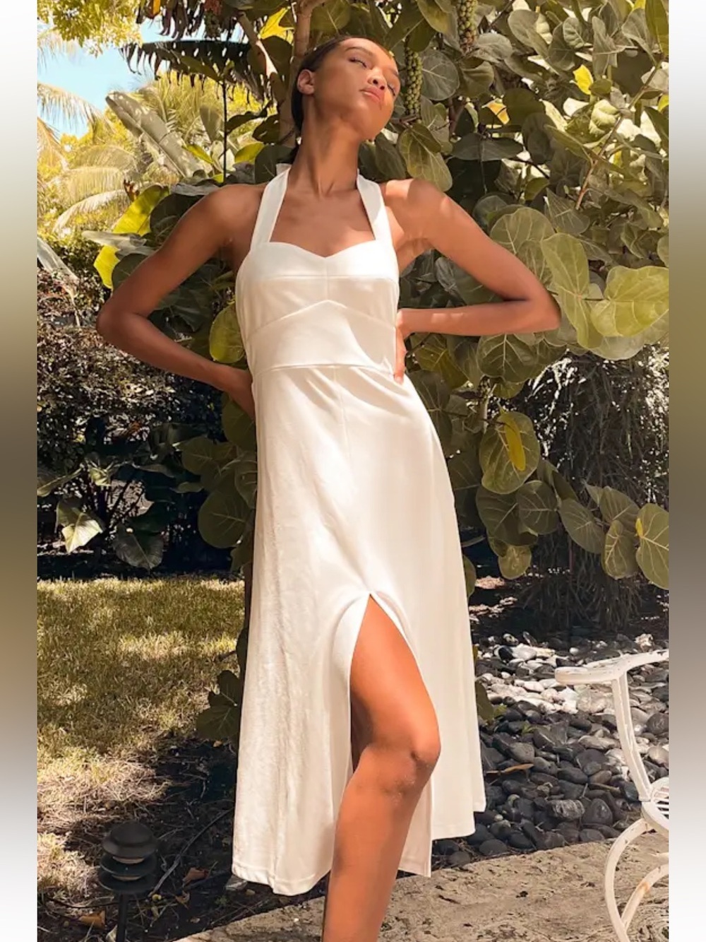 Lulus This is Bliss White Halter Midi Dress white size SM new